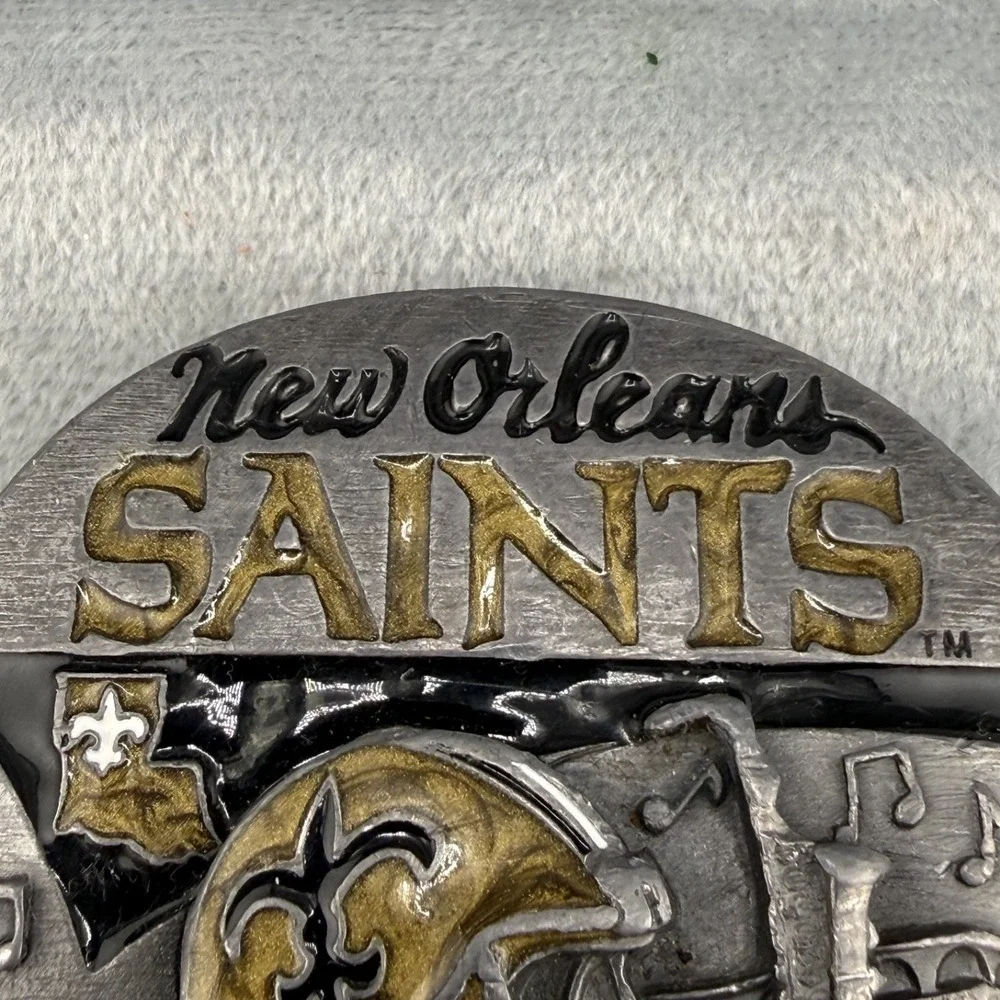 Vintage New Orleans Saints Belt Buckle Siskiyou  Silver‎ Tone Enamel